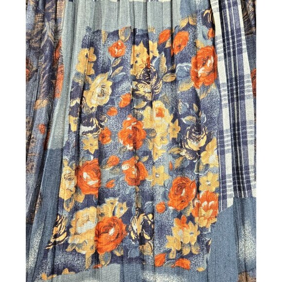 Vtg Maxi Broomstick Skirt Blue Patchwork Sz M/L 30" Waist 31" Lngth Stonebridge - Picture 15 of 16